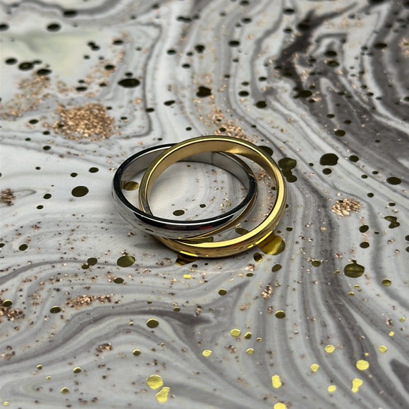 3mm Double-joined Silver Gold Ring - Picture 4 of 5